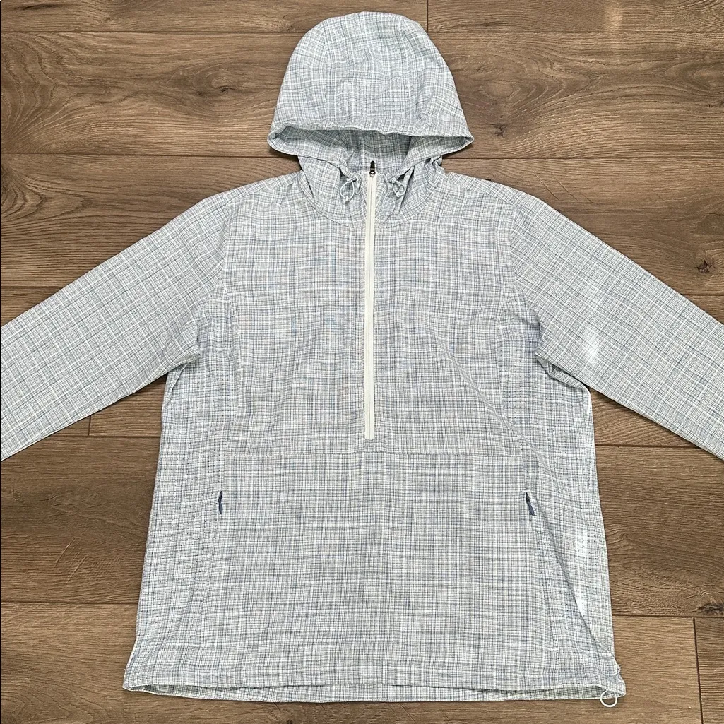 HUK 1/2 Zip Fishing Pullover Hoodie Sun Wind Protection Blue White Size Medium - Image 7