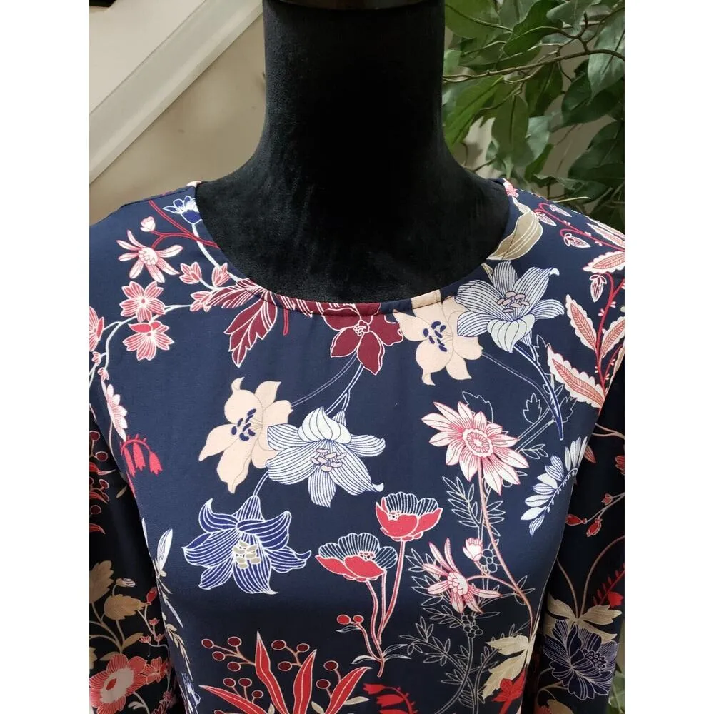Charter Club Women's Blue Floral Polyester Round Neck Long Sleeve Top Blouse XXL - Image 4