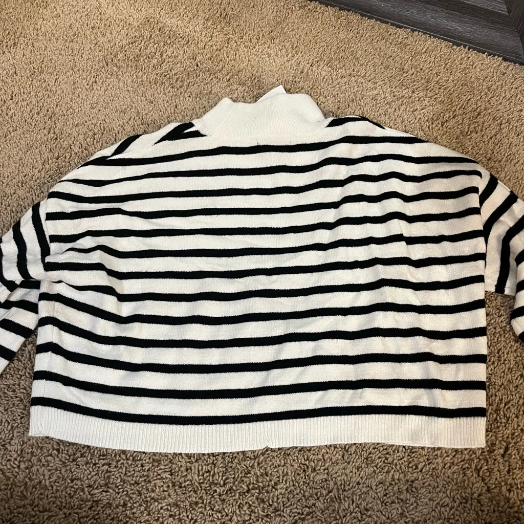 Forever 21 Black and White Striped Turtleneck Sweater - Image 4