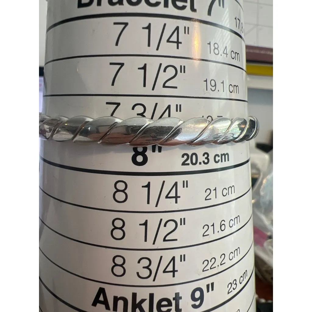 Vintage Monet Silver Tone Twisted Bangle Bracelet Layer Stack Sign Estate 7.75" - Image 5