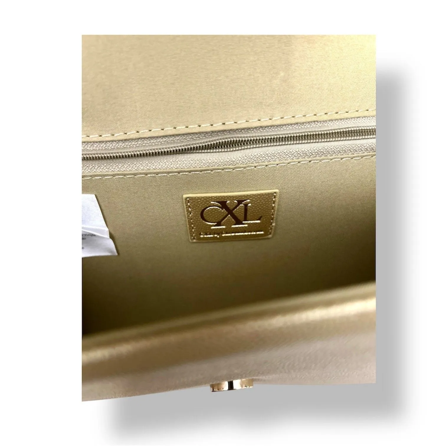 New CXL by Christian Lacroix Gold Paris Caviar Clutch Crossbody Detachable Chain - Image 11