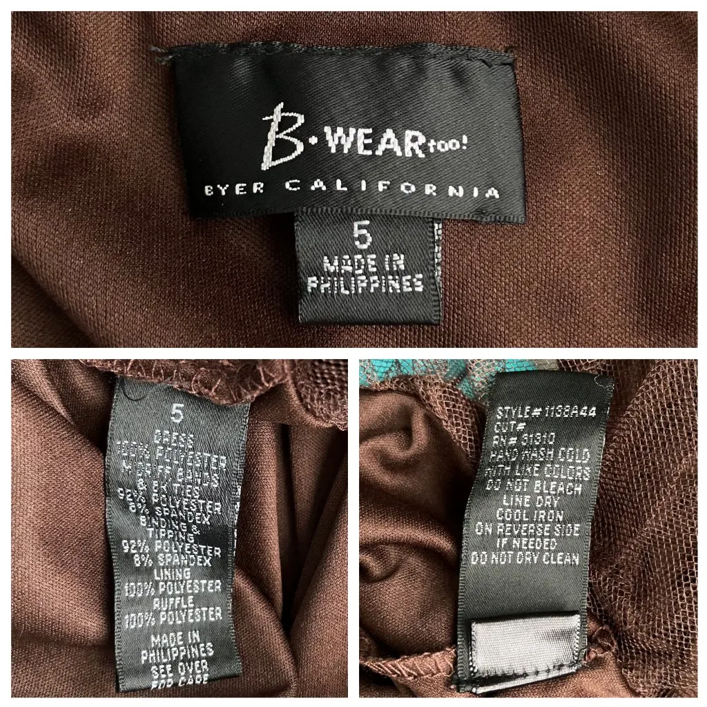 Vintage Y2K Brown Teal Floral Halter Satin Party Dress. XS. Girlhoodcore Fairy - Image 11