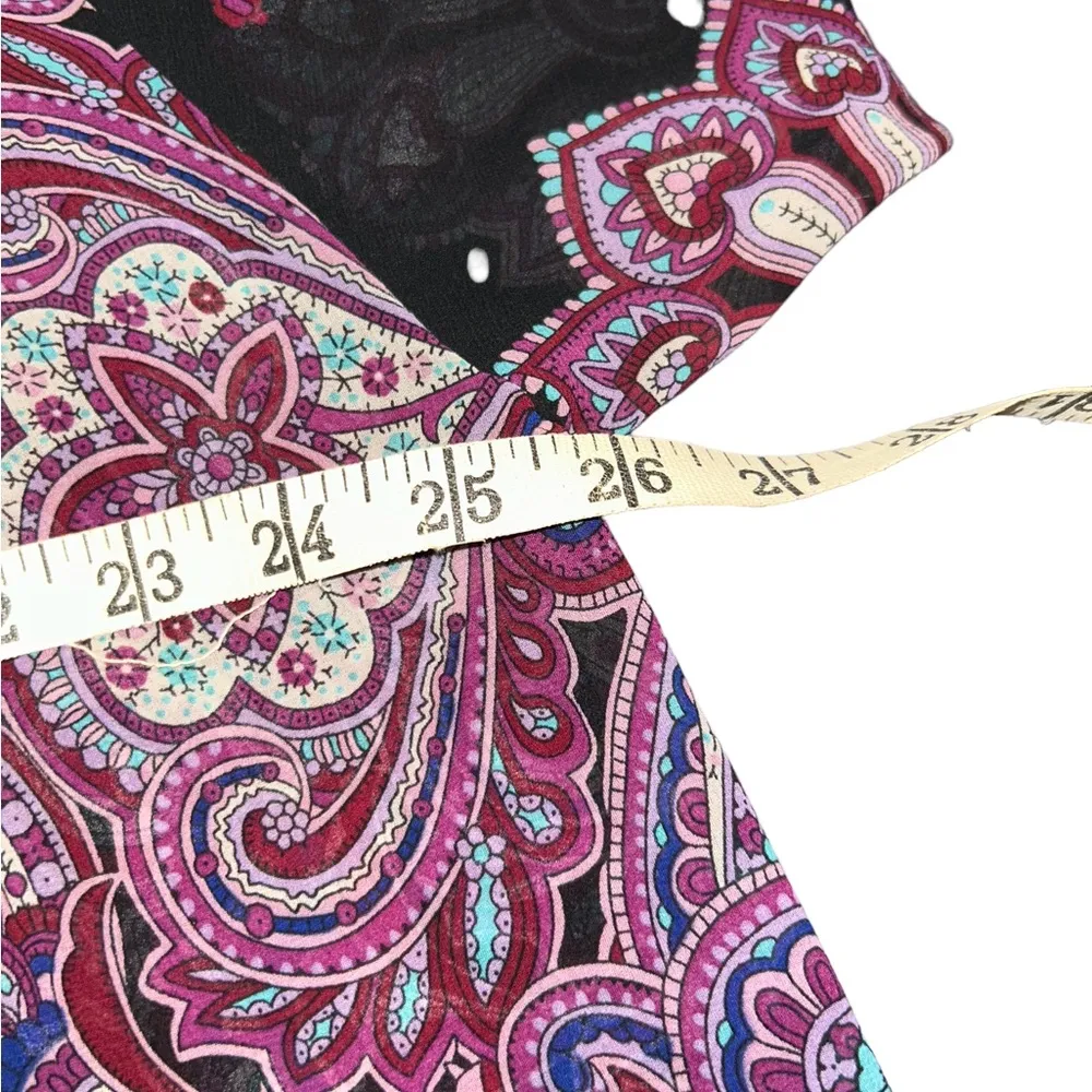 Zara silk blend multicolored print blouse size large - Image 6