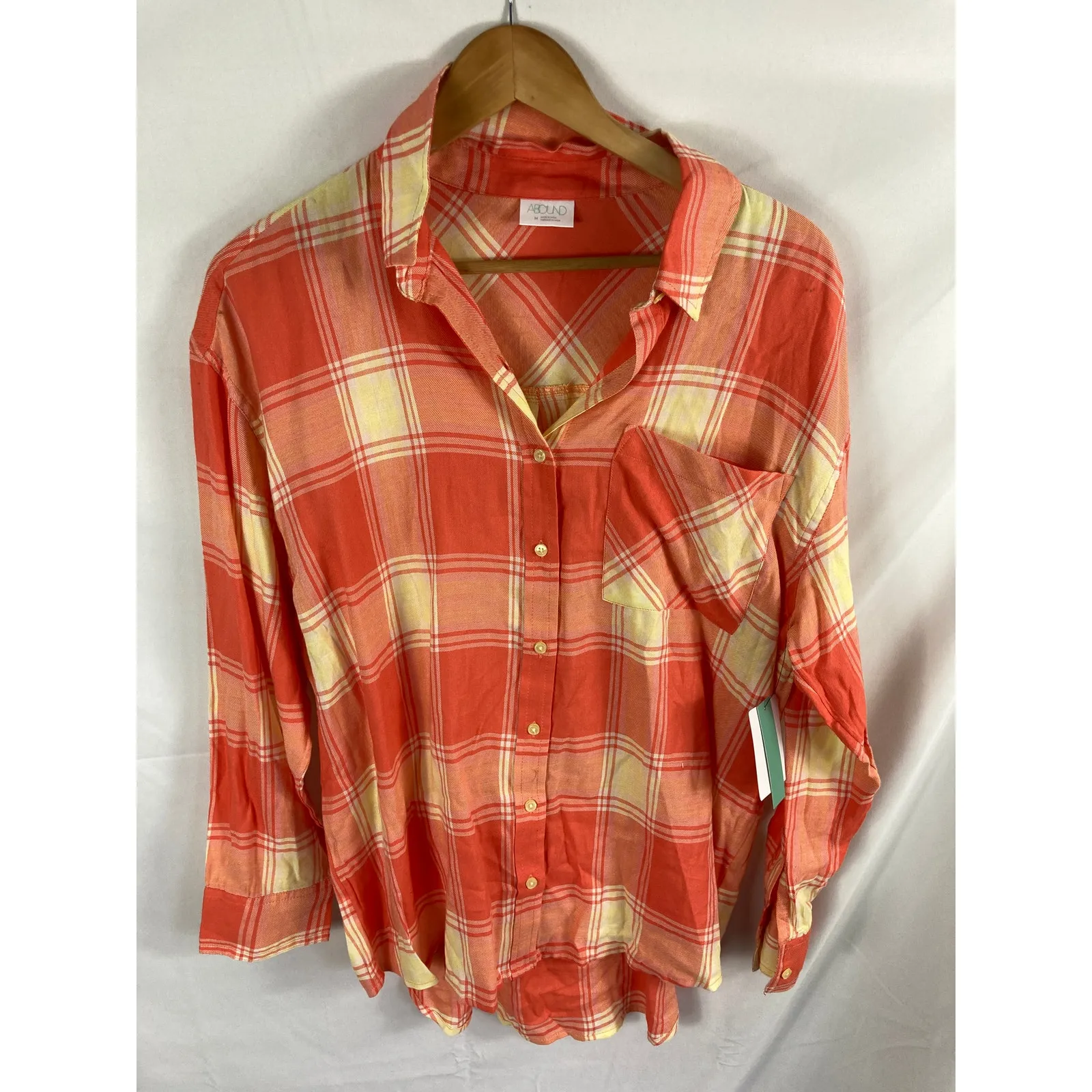 NWT Abound Oversized plaid Haley Shirt Orange Size Small - Image 2