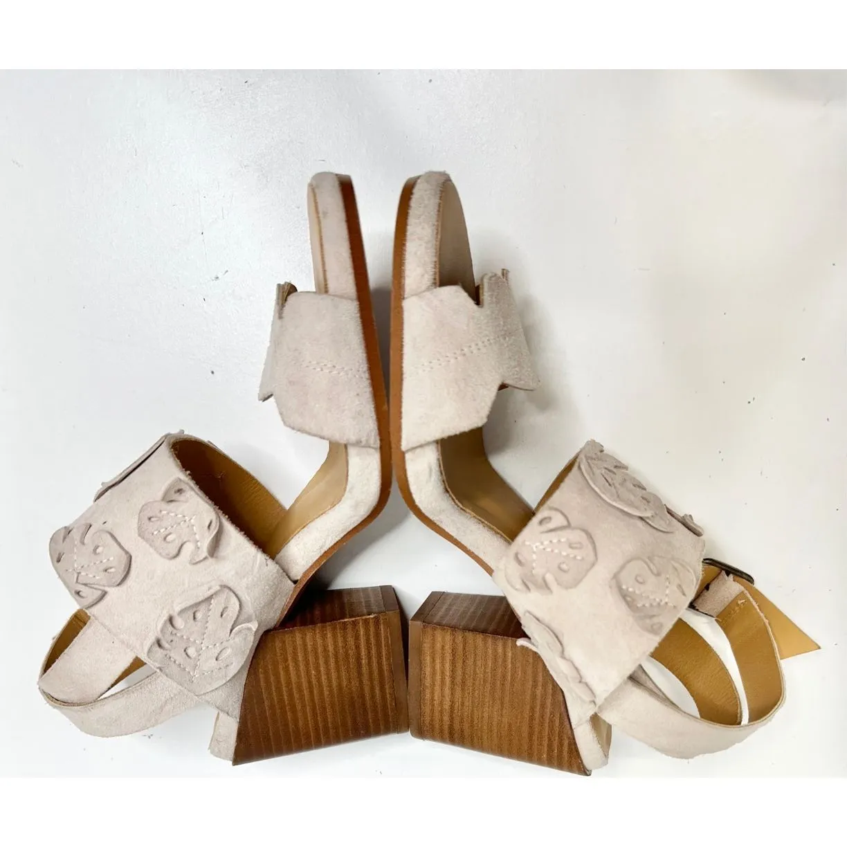 Sylven New York Sandals Womens Size 5.5 Open Toe Suede Floral Appliqué Open Toe Pink - Image 7