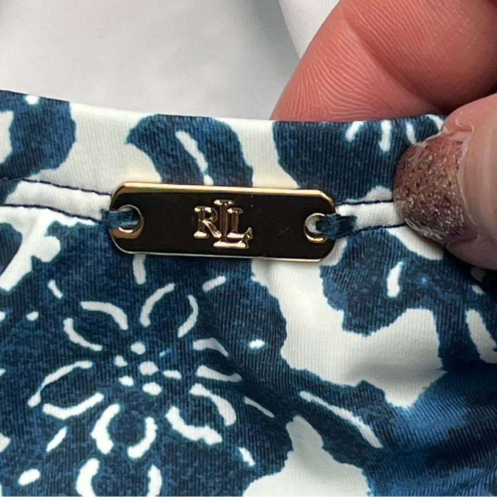 Lauren Ralph Lauren Womens Rattan Ring One Piece Swimsuit Size 8 Blue White NWOT - Image 16