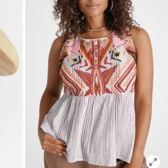 Anthropology‎ Dolan Multi Colored Embroidered Blouse, Large - Image 3