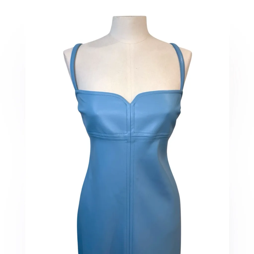 ALEXIS Camellia Blue Faux Leather Midi Dress size M - Image 10