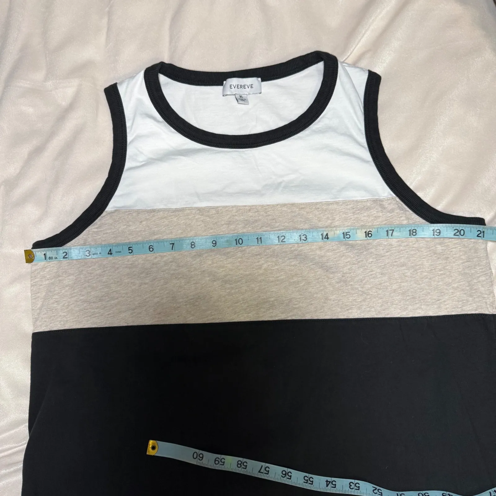 Evereve Colorblock Tank Top White Tan Black Sleeveless Women's XL - Image 7