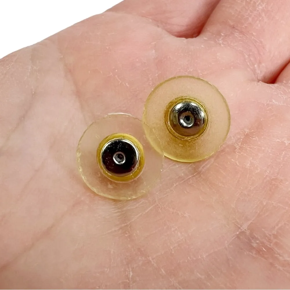 Handmade Hand Painted Heart American Flag Stud Wooden Earrings Blue - Image 7