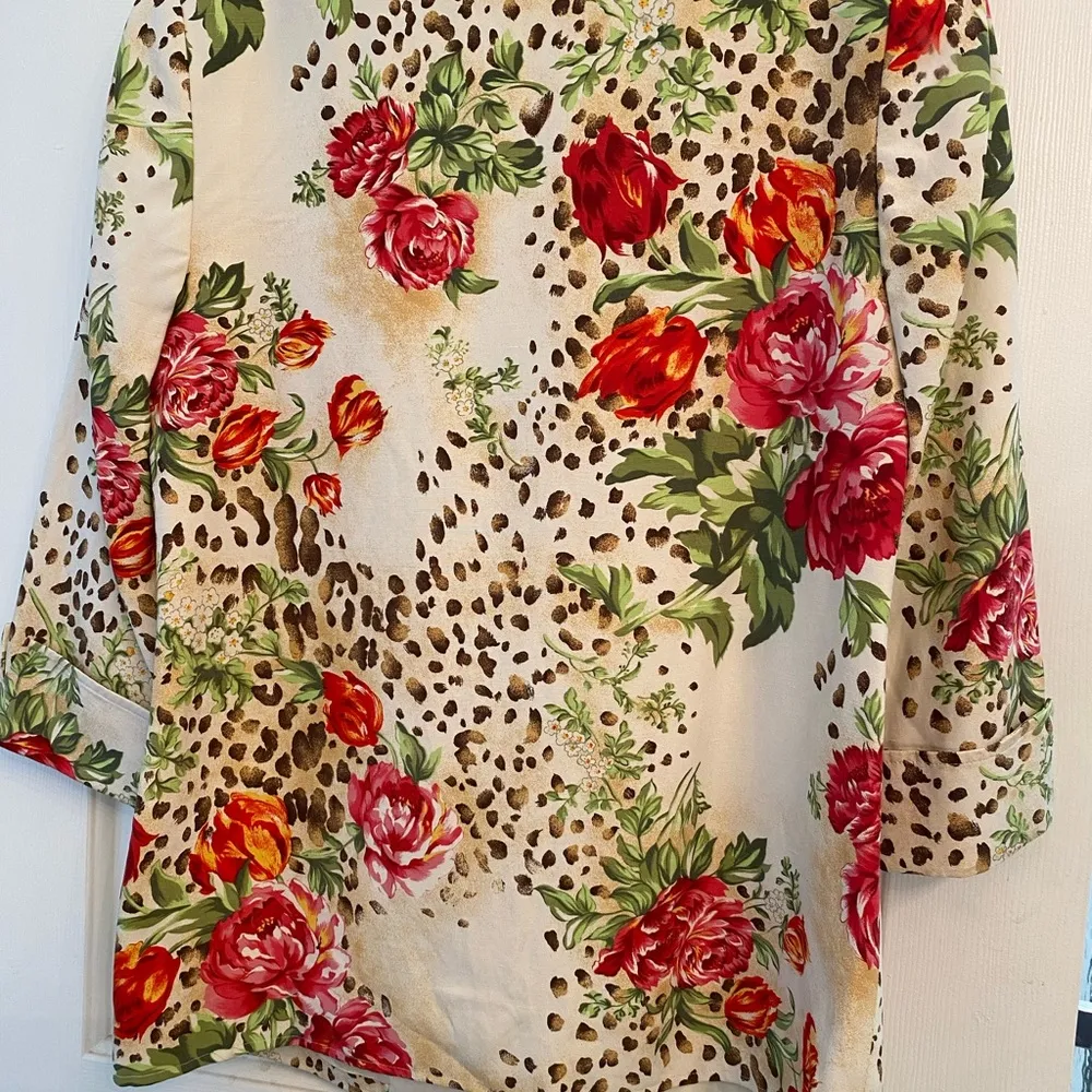 Sandra King Cheetah & Flowers Print Blazer Sz 6 - Image 9