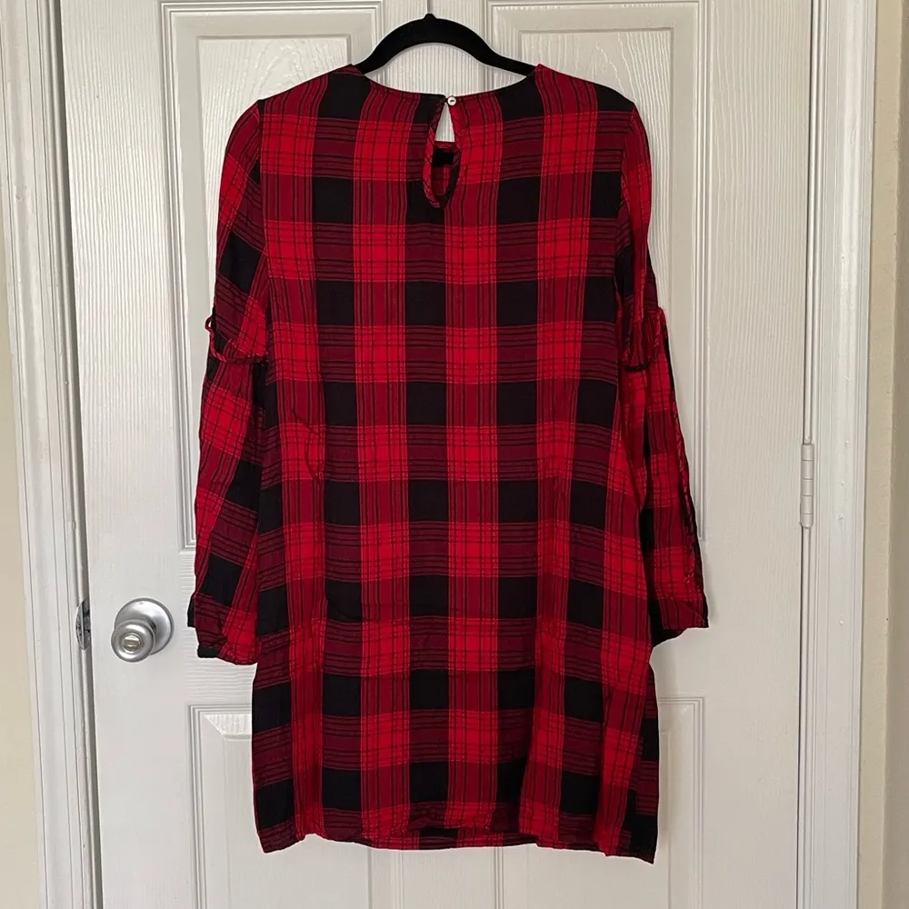 Beach Lunch Lounge Red Black Plaid Taya Dress - M - Image 3