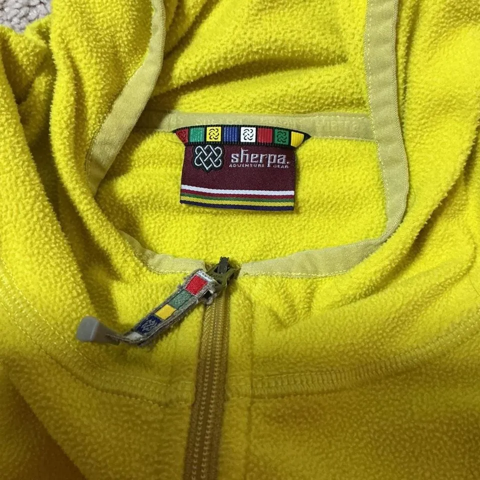 Sherpa Women's Yellow Fleece Hooded Pullover Zip Up Adventure Gear M Baselayer Size M - Image 5