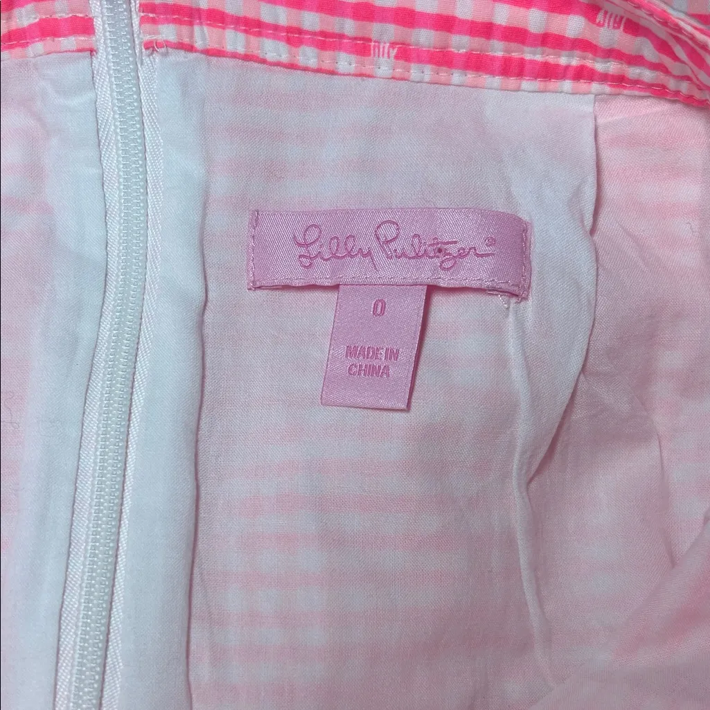 Lilly Pulitzer Pink Checkered Pencil Skirt with Peplum Trim - Image 4