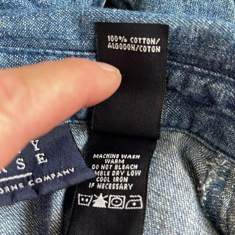 Crazy Horse Denim W/Ruffles Button Up Shirt Size M - Image 4