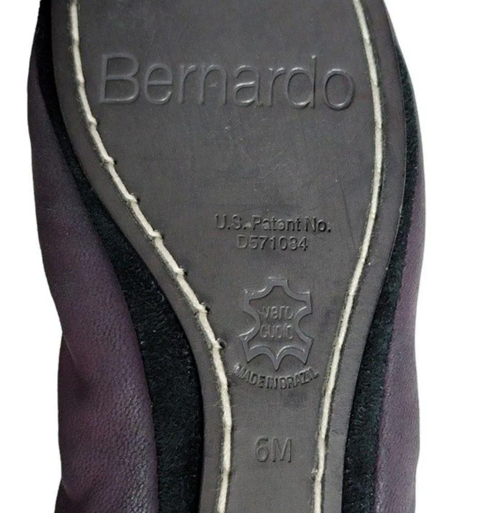 Bernardo Leather Flats Shearling Lined Ballerina Purple Sz 6M - Image 8
