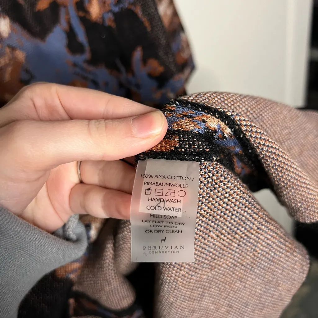 Peruvian Connection Cadiz Floral 100% Pima Cotton Sweater Dress XS - Image 10