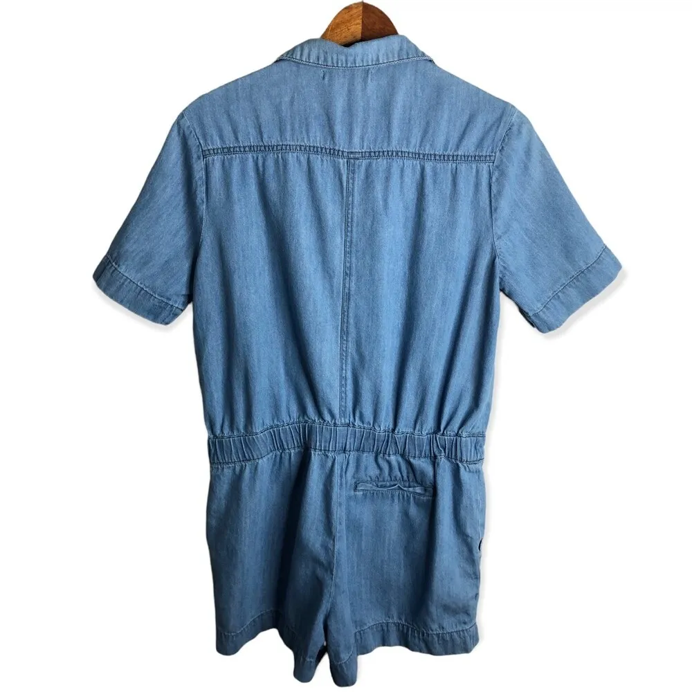 Life in Progress  Denim Open Front Short Sleeve Romper - Image 4