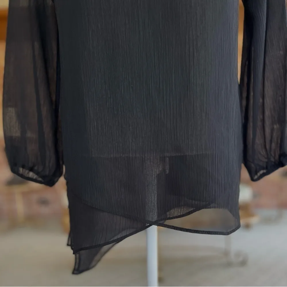 WHBM Top Tunic Black Gauze Asymmetrical Layered 4 Dressy Boho Party Cocktail - Image 6