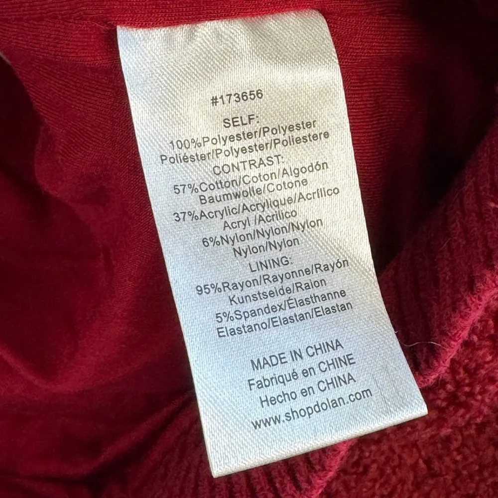 Dolan Sz M Red 1/2 Zip Sherpa Mockneck Pullover Textured Teddy Fleece Sweatshirt Size M - Image 8