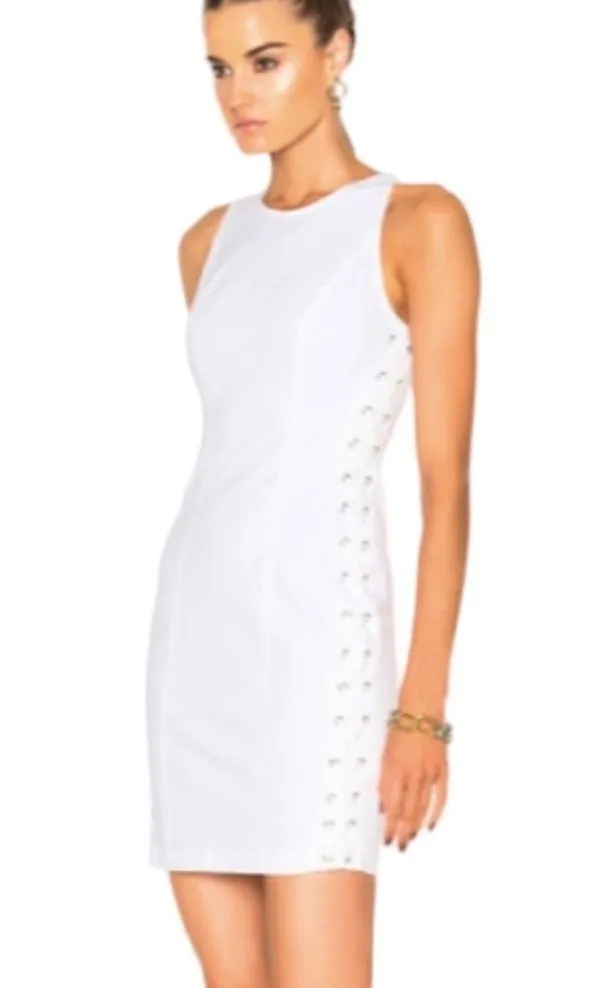 A.L.C. White Valeria Lace Up Sleeveless Dress - Image 2