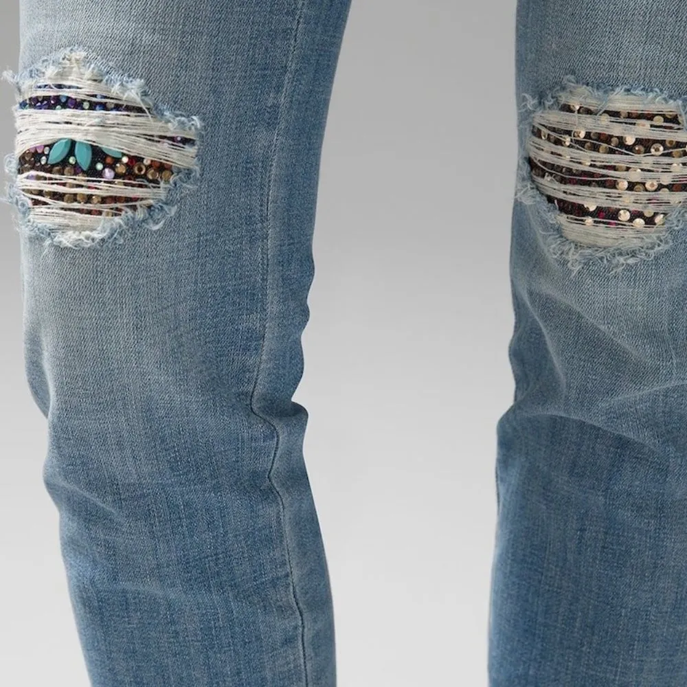 WHBM High-Rise Everyday Soft Denim Destructed Straight Jeans sz 6R - Image 2