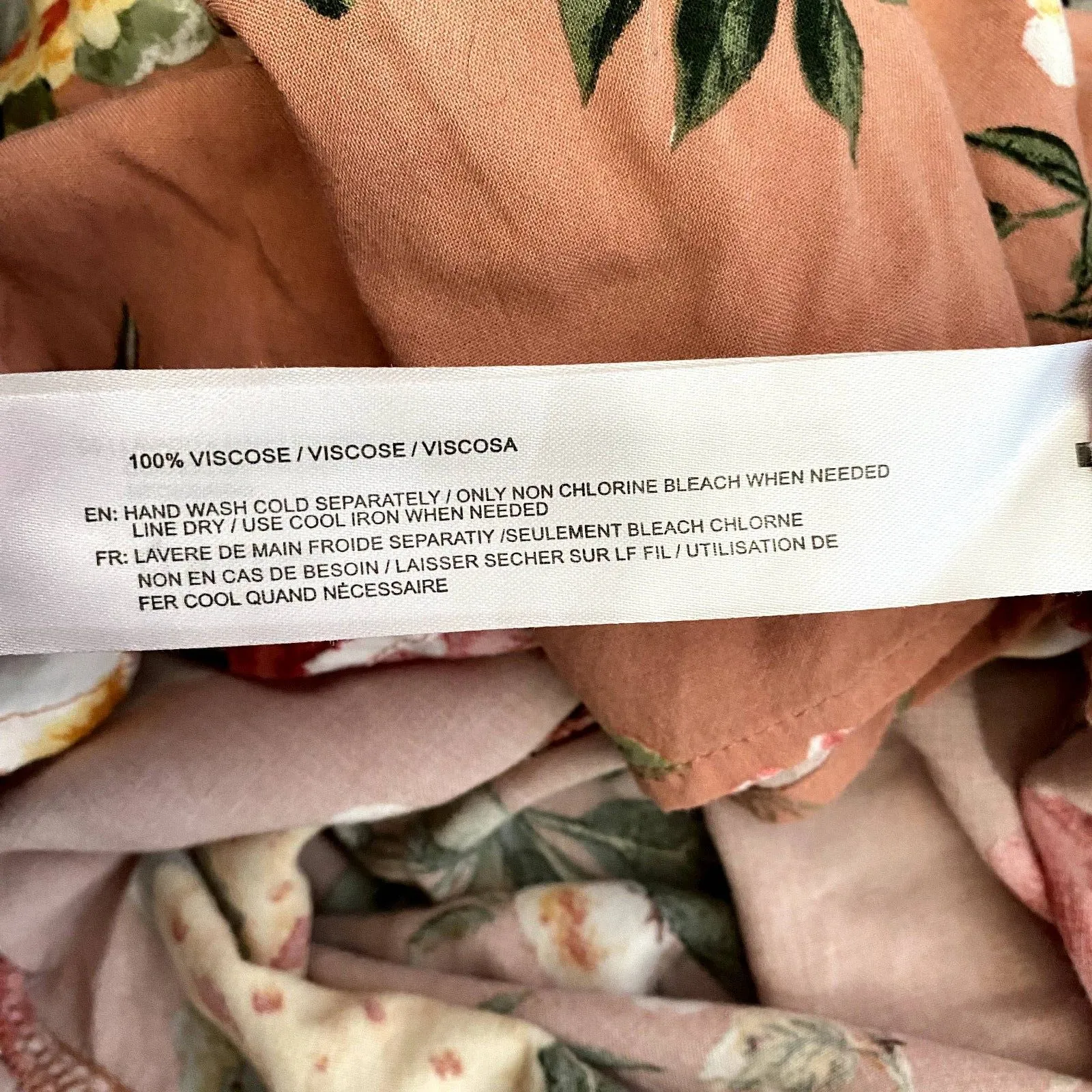 Band of Gypsies Faux Wrap Midi Dress Rose Pink Floral‎ Flirty Boho Size XS - Image 7