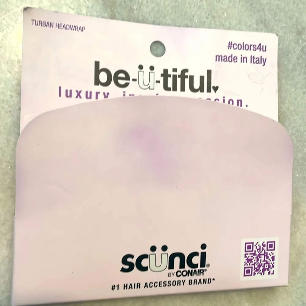 Scunci turban Head wrap luxury hair accessories Cream Blue Printed New 1 Piece - Image 8