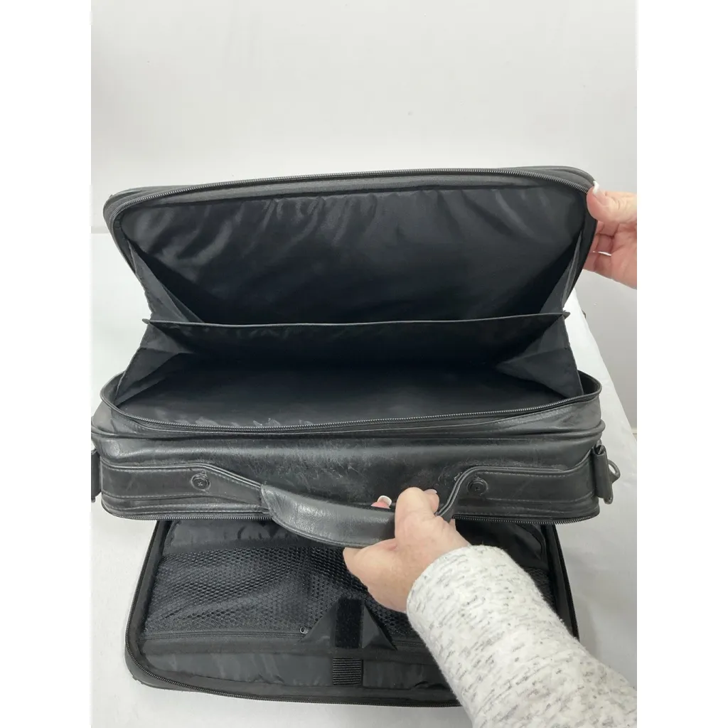 Case Logic Laptop Attache Bag Black Leather Hand Held Compartments & Pockets - Image 7