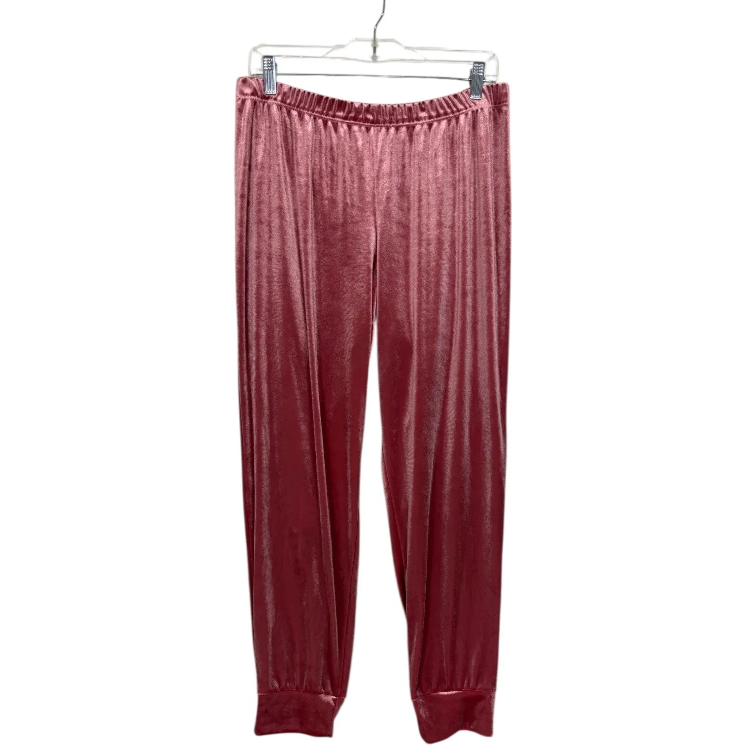 Womens Velvet Jogger Pants Elastic Waist Comfort Loungewear Dusty Rose Pink sz L Size L - Image 2