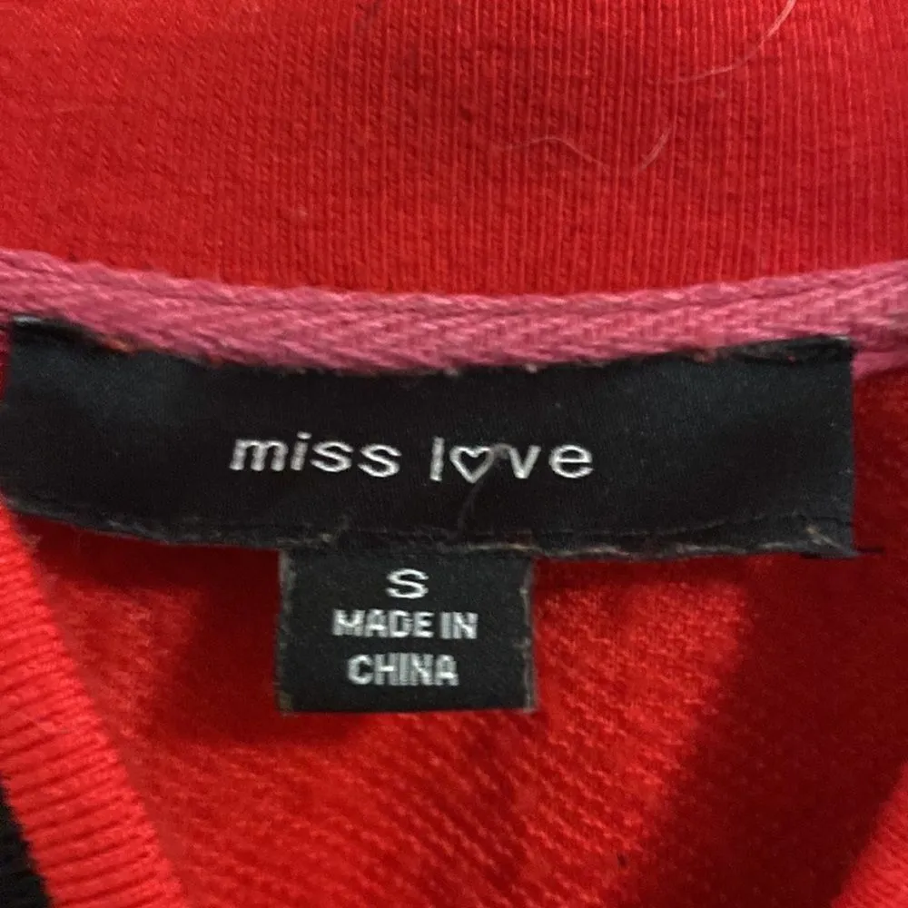 Miss Love  boutique bomber jacket Red teddy bear front pockets size small. - Image 4