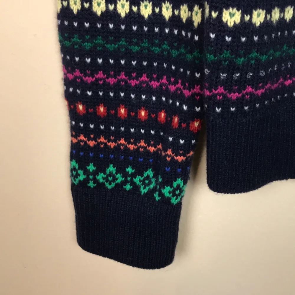 Talbots Women’s Lambswool Blend Knit Colorful Pattern Button-Up Cardigan Sweater - Image 5