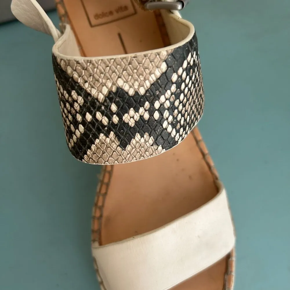 Dolce Vita Spiro Espradrille Wedge Sandal Size 8 Snakeskin Sandal 100% Leather Tan - Image 5