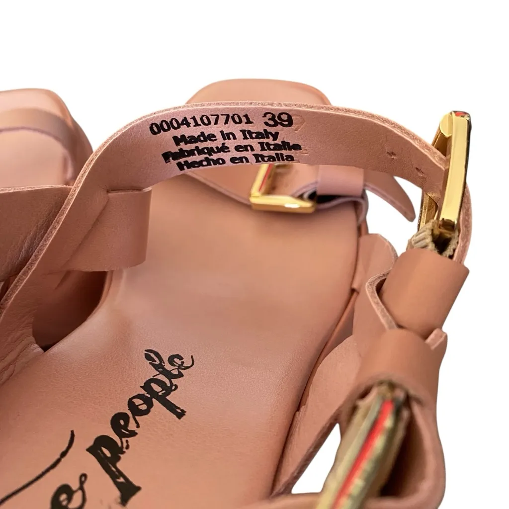 Free People Pamela Double Stack Pink Leather Platform Heels size 39 US 8.5-9 - Image 9