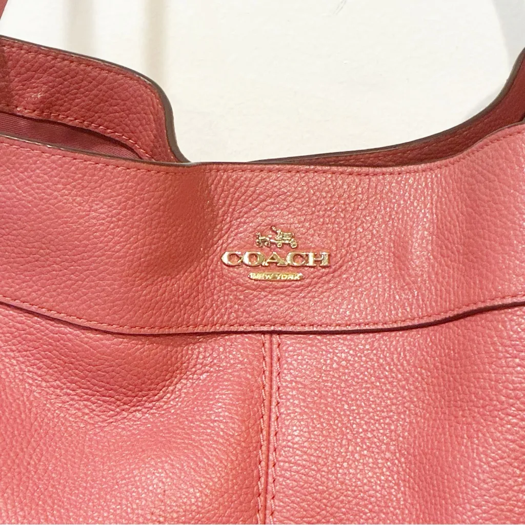 Coach Dalton 31 Leather/Suede Large Shoulder Satchel Bag Dust Pink - Image 2