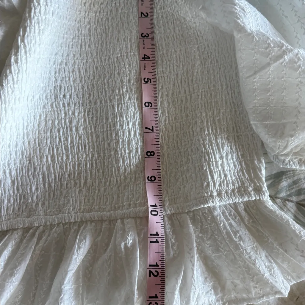 Lost + Wander Womens Crop Top White shirted elastic Smocked size medium NWT - Image 6