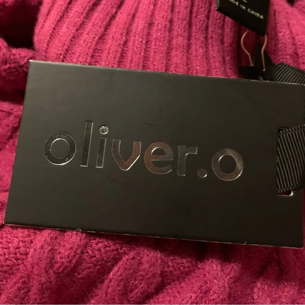 Anthropologie Oliver magenta cable knit oversized sweater size L Pink Size L - Image 11