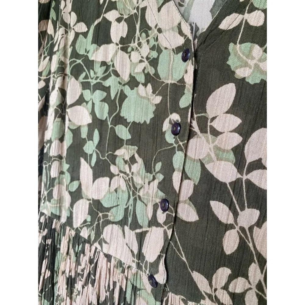 Woman Within Midi Dress Neutrals Button Down V Neck Boho Cottagecore Summer - Image 5