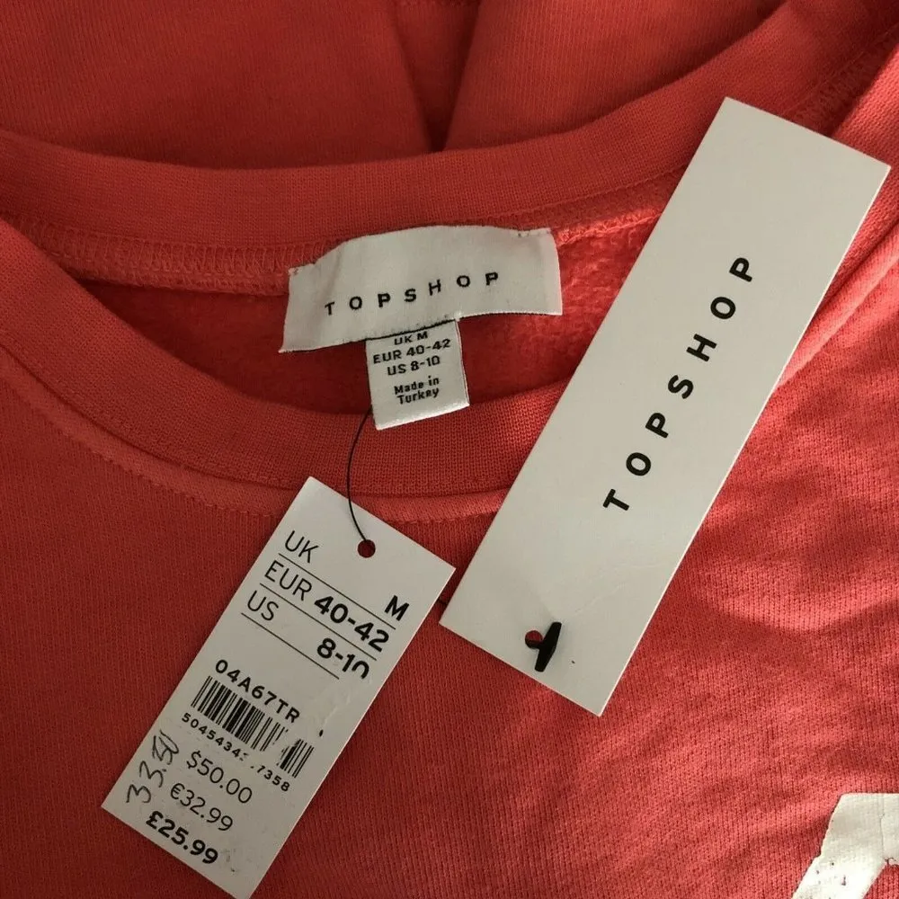 Topshop Womens Sweatshirt College of Michigan Pullover Orange Size 8-10 - Image 5