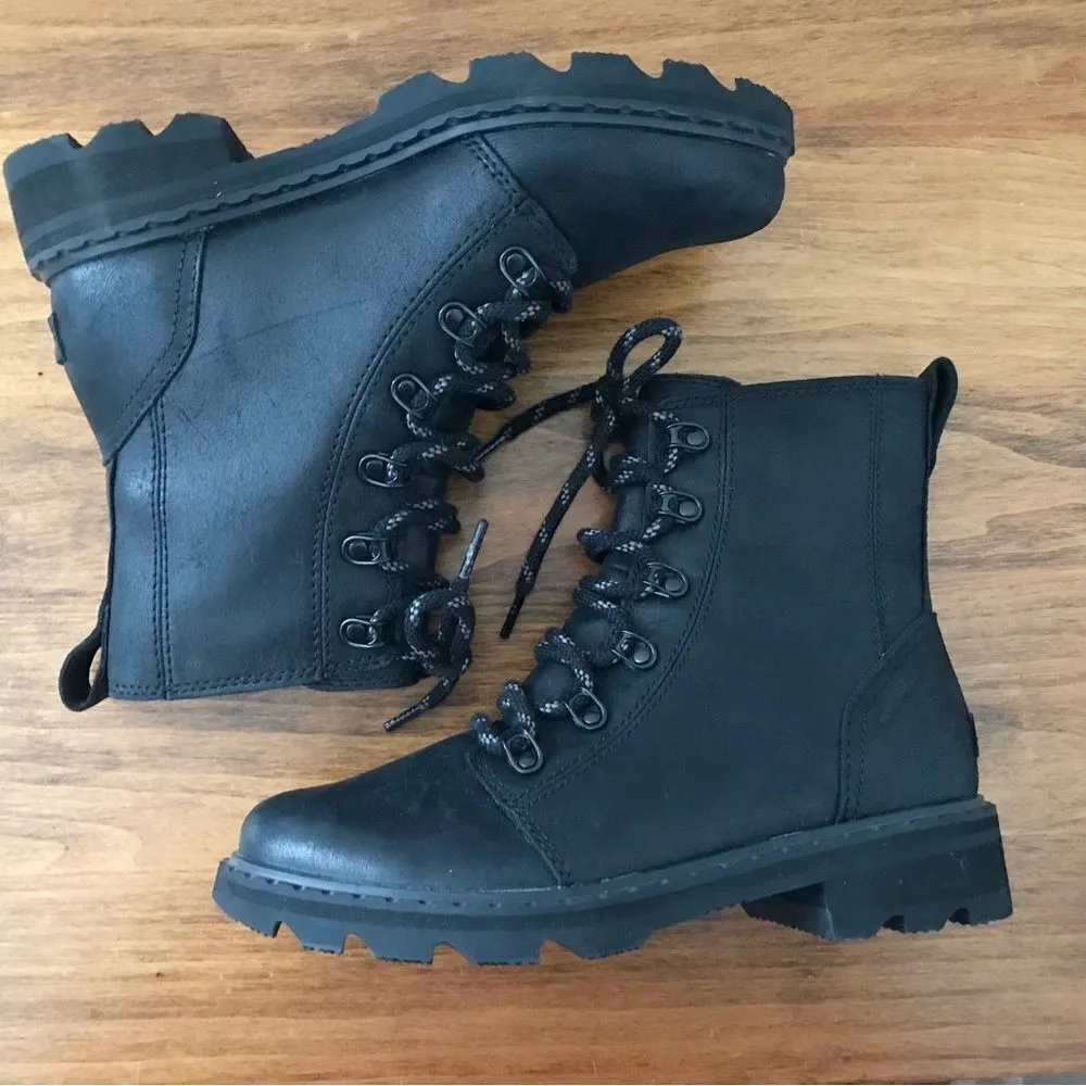 New SOREL Waterproof Leather Lug‎ Sole Hiking Boot Lace Up Lennox Black Size 6 - Image 9