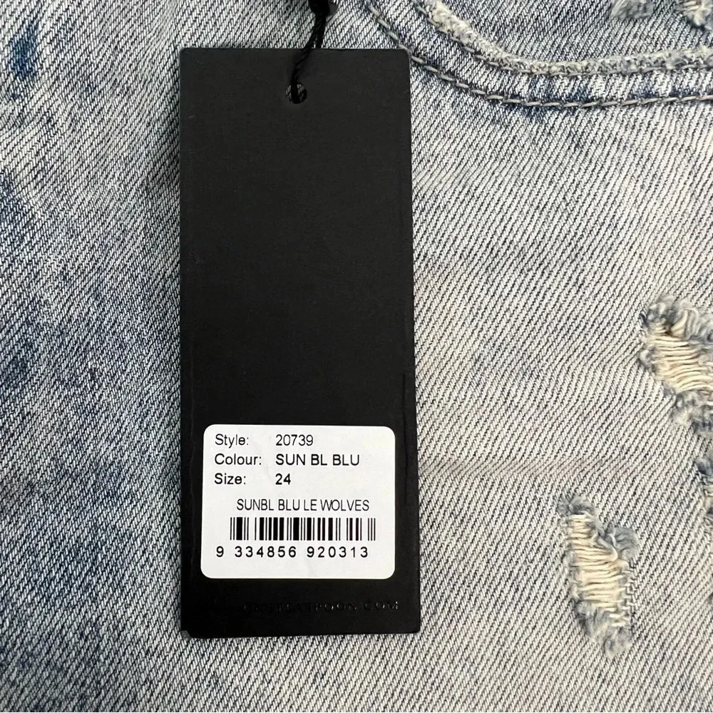 One Teaspoon Le Wolves Distressed Cutoff Jean Shorts High Rise Size 24 US 2 NEW - Image 8