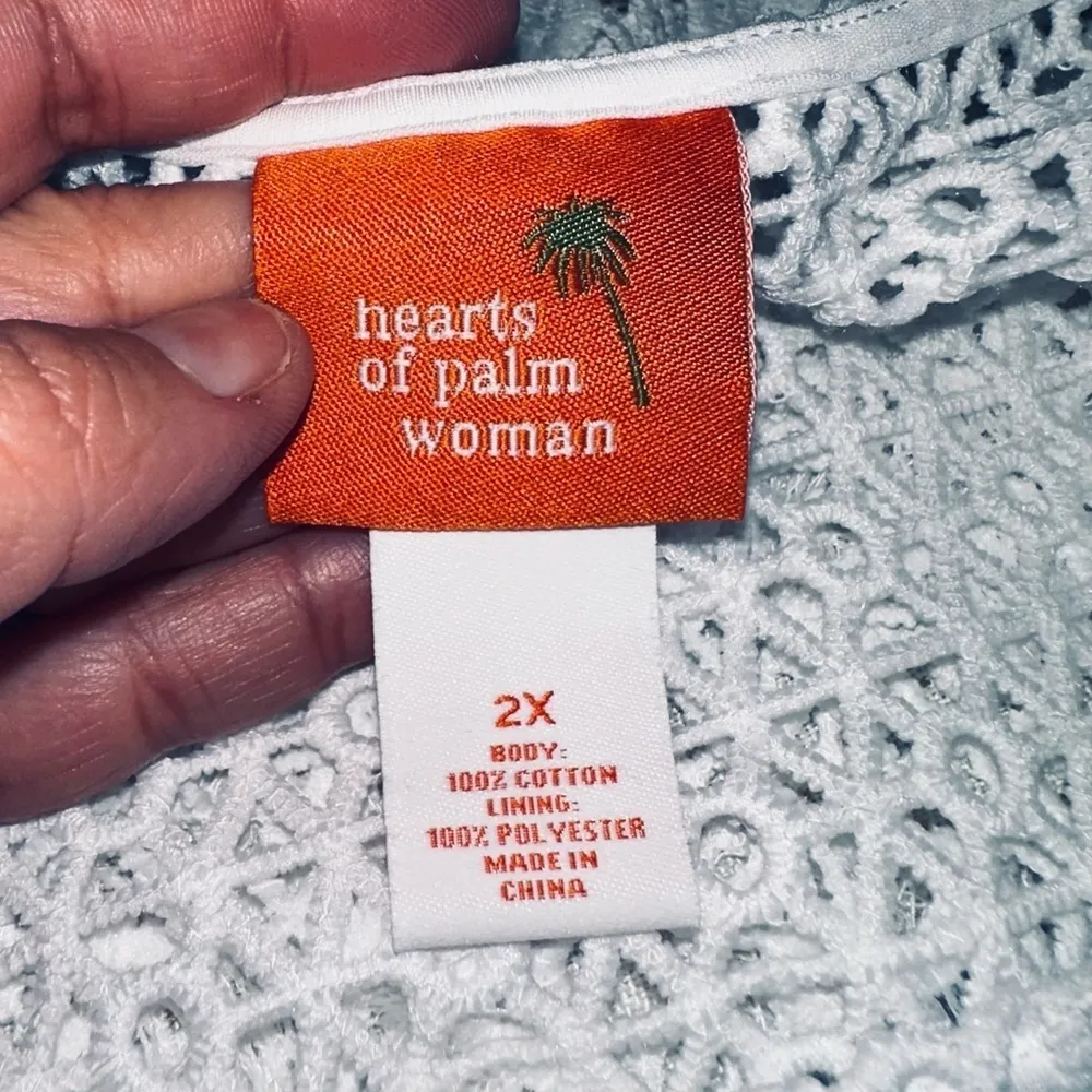 EUC HEARTS OF PALMS WOMEN WHITE LACE SHORT SLEEVE SHIRT SZ 2x - Image 5