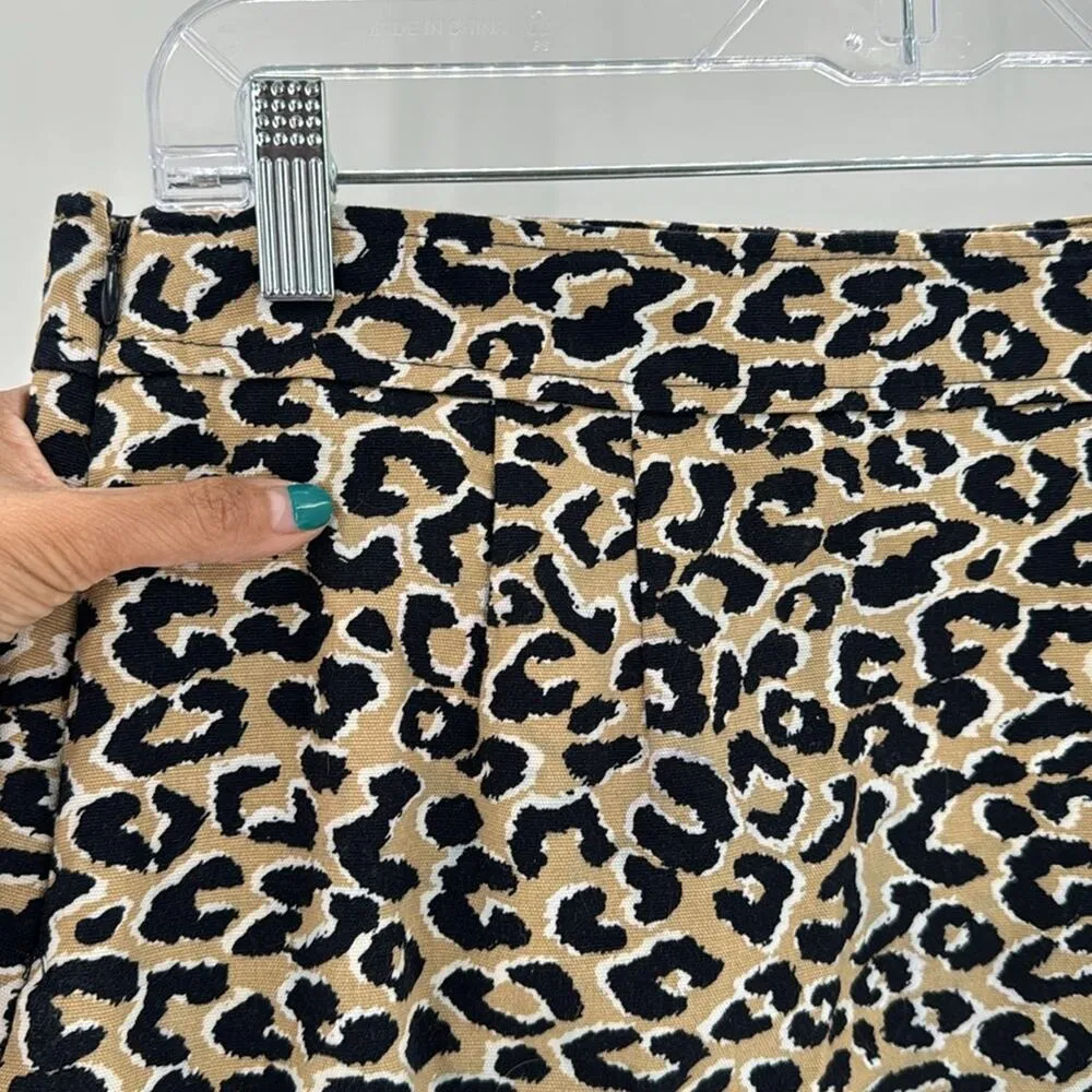 Talbots Canvas Cotton Animal Print Skirt Tan Black office date night size 10P - Image 9