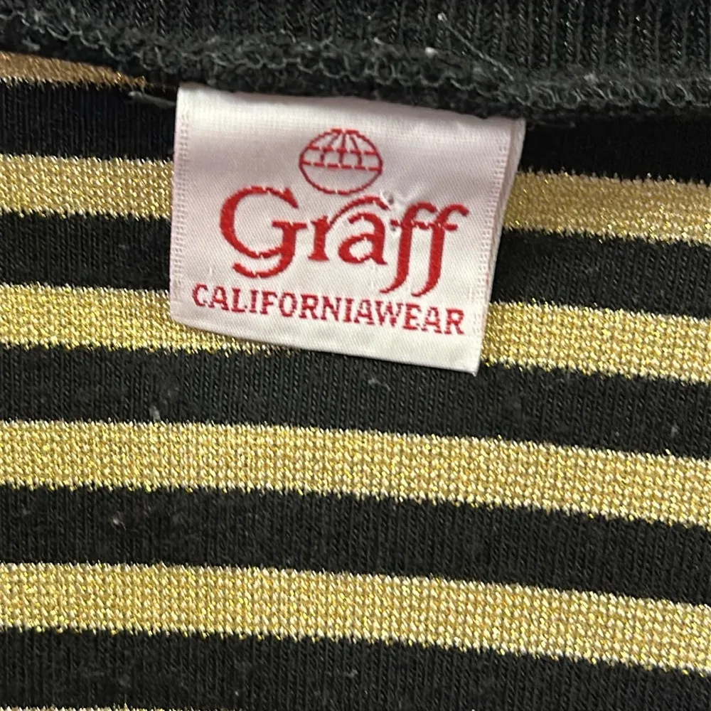 Graff Vintage Black Gold Striped Pocket 4 Button Front Cardigan Retro Size M - Image 10