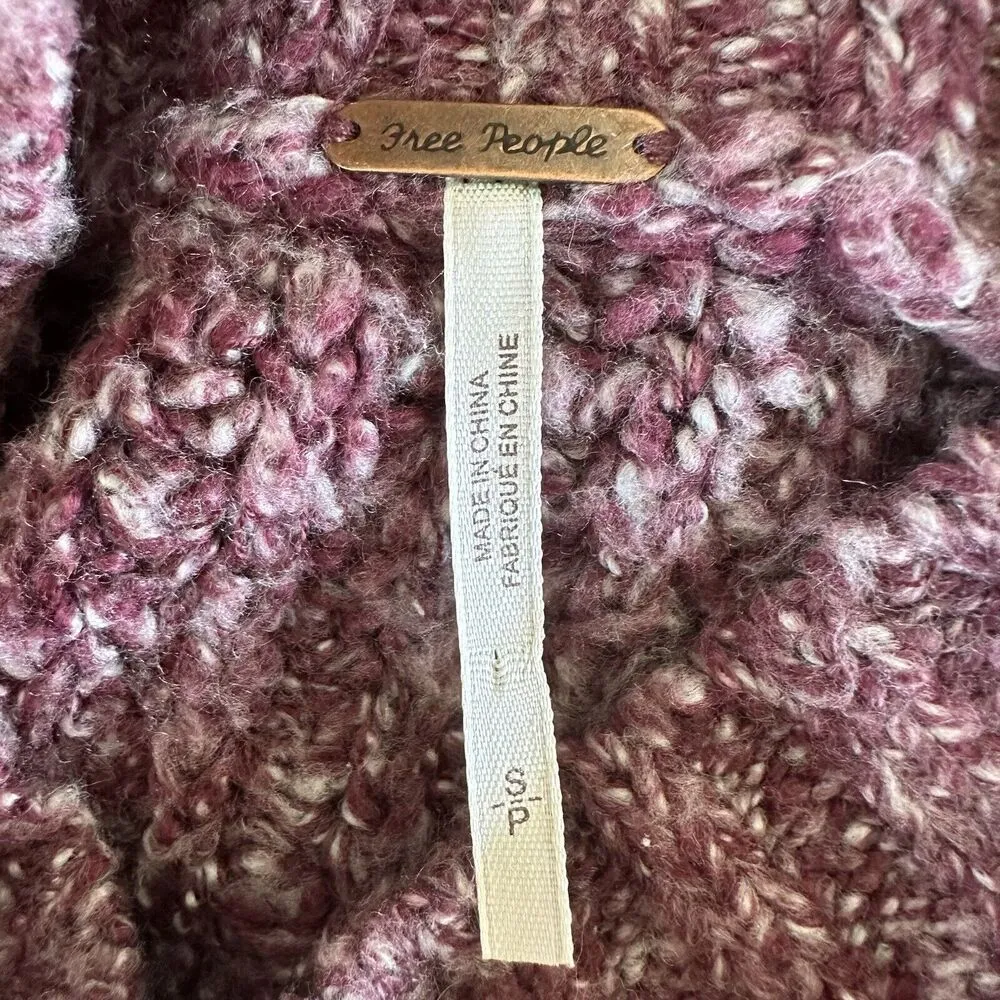 Free People Merry Go Round Cable Knit Mock Neck Sweater Small - Image 9