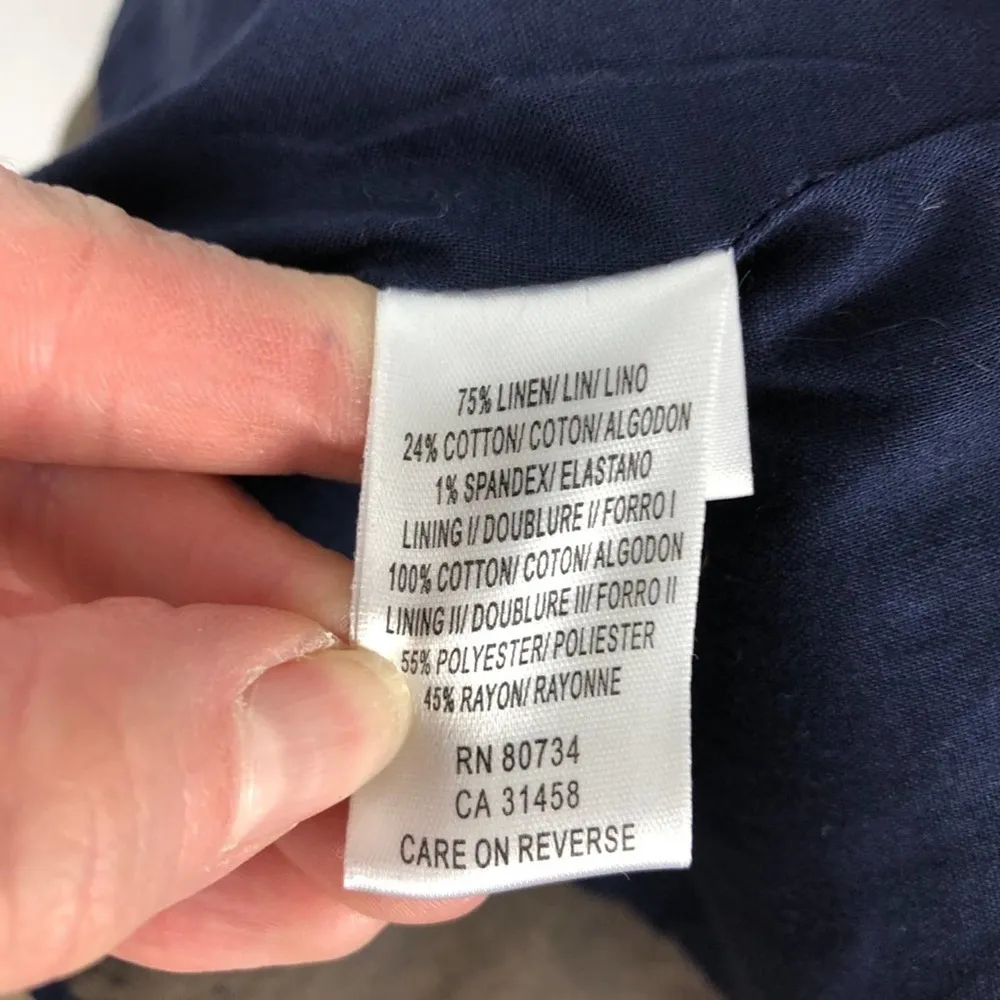 BCBGMAXAZRIA Linen Brown/Navy Embroidered Jacket L - Image 11