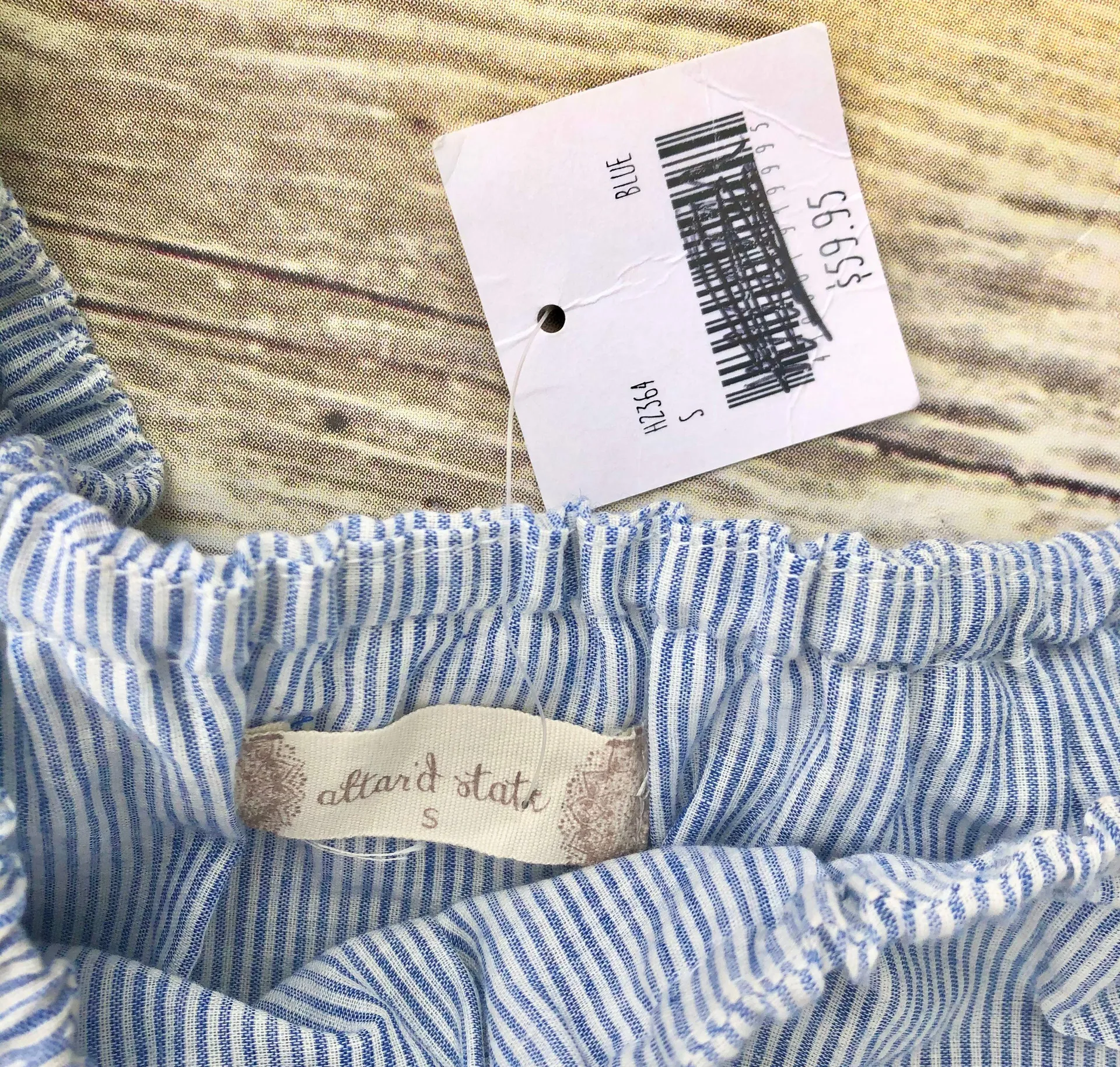 Blue & White Striped Off Shoulder Ruffle Dress - Image 5