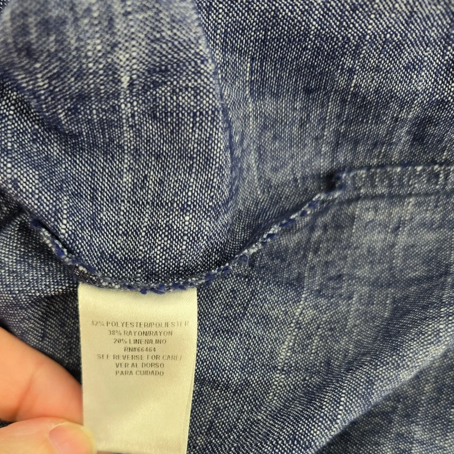 52SEVEN Women's Blue Chambray Textured Short Sleeve Dress With Pockets Size 2X - Image 5