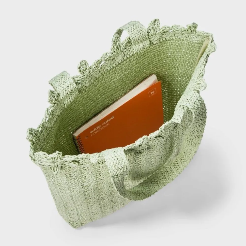 A‎ New Day Green Floral Tote Bag - Image 8