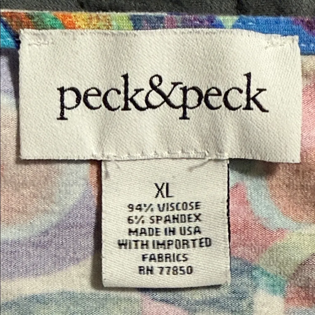 Peck & Peck women's size XL circular design uneven hem blouse 3/4 sleeves - Image 7